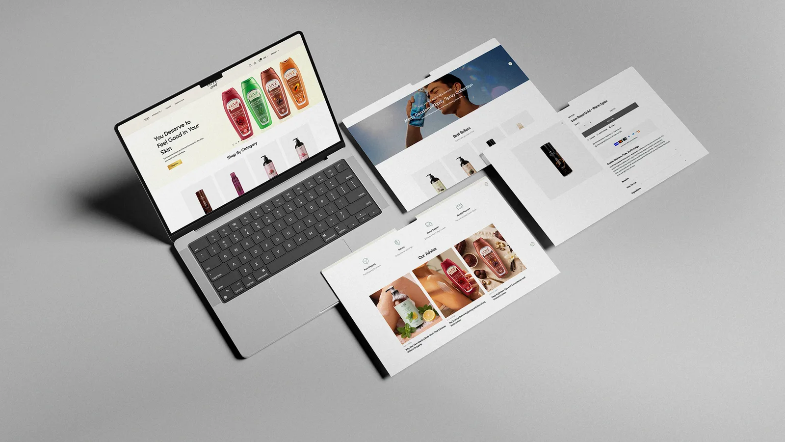 Luve Skincare online store homepage featuring body wash products